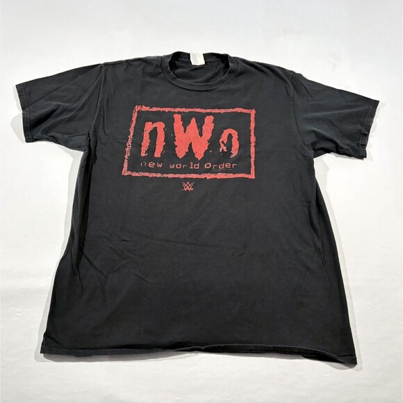 New World Order Black NWO Wrestling T-Shirt Y2K 2000s Hulk Hogan Tee Print Sz L - Picture 1 of 10